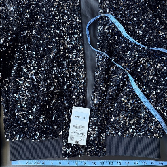 Zara Midnight Sequin Bomber - Picture 13 of 15
